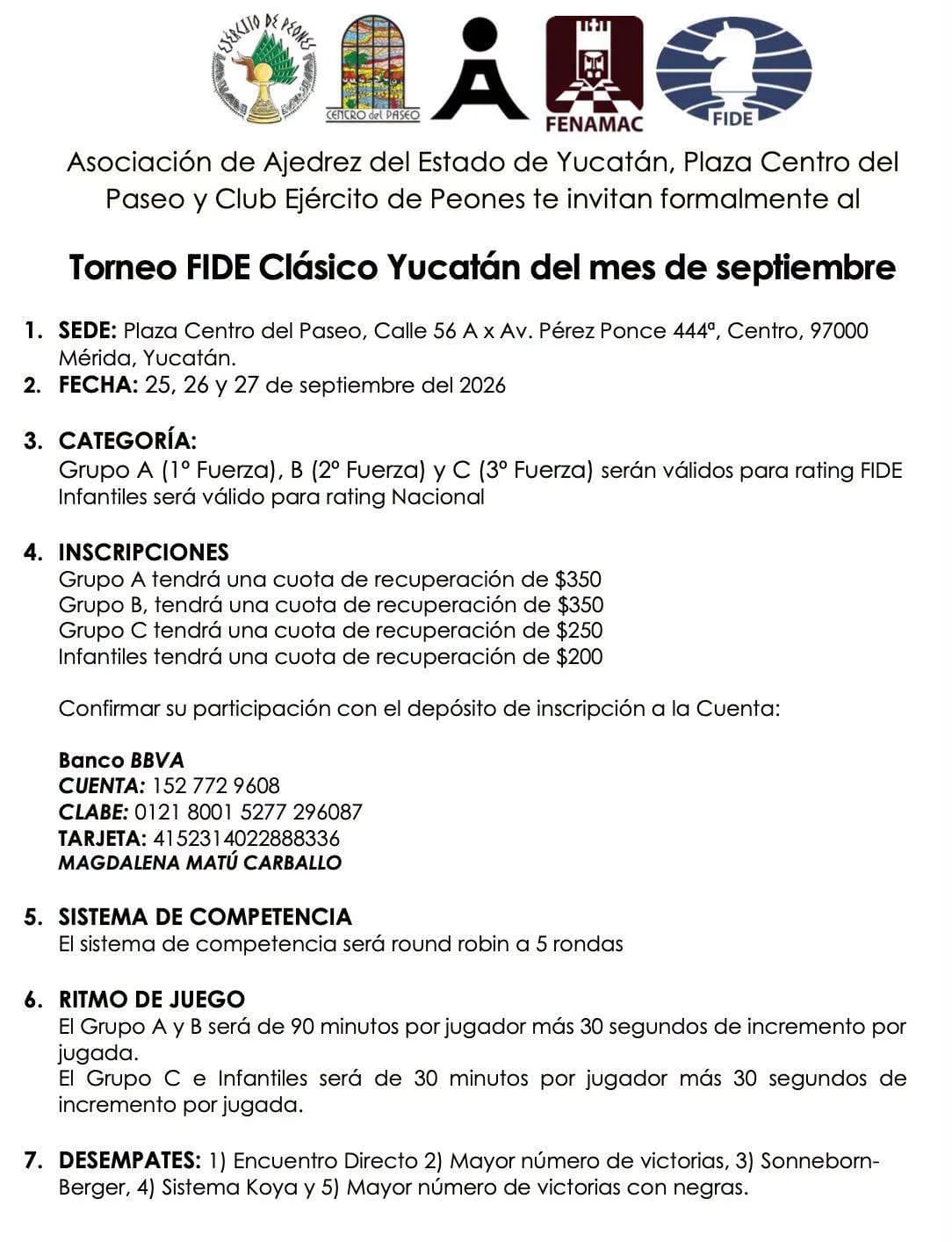 Foto 2 de Torneo Clasico Yucatan Septiembre 2026 - Infantil